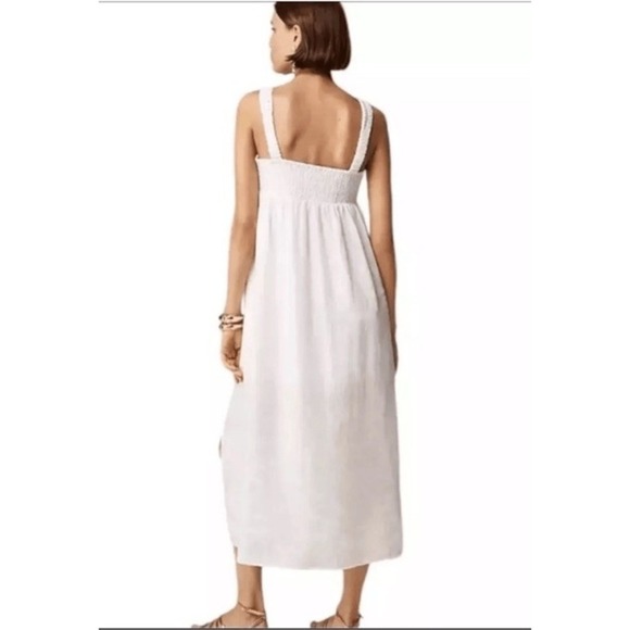 J.Crew White Boho Crochet Bodice Linen Maxi Dress Women's Size M Summer Beach - Picture 2 of 13